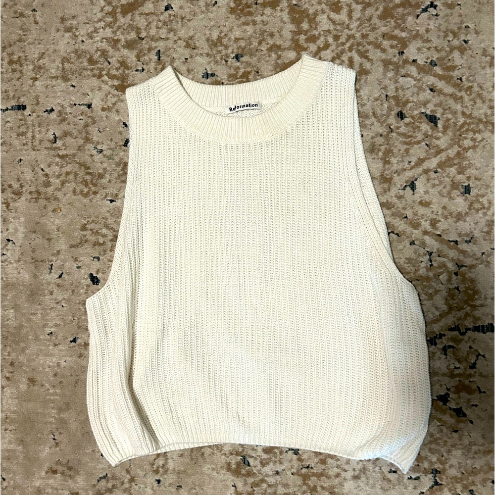 White Reformation Sweater Vest